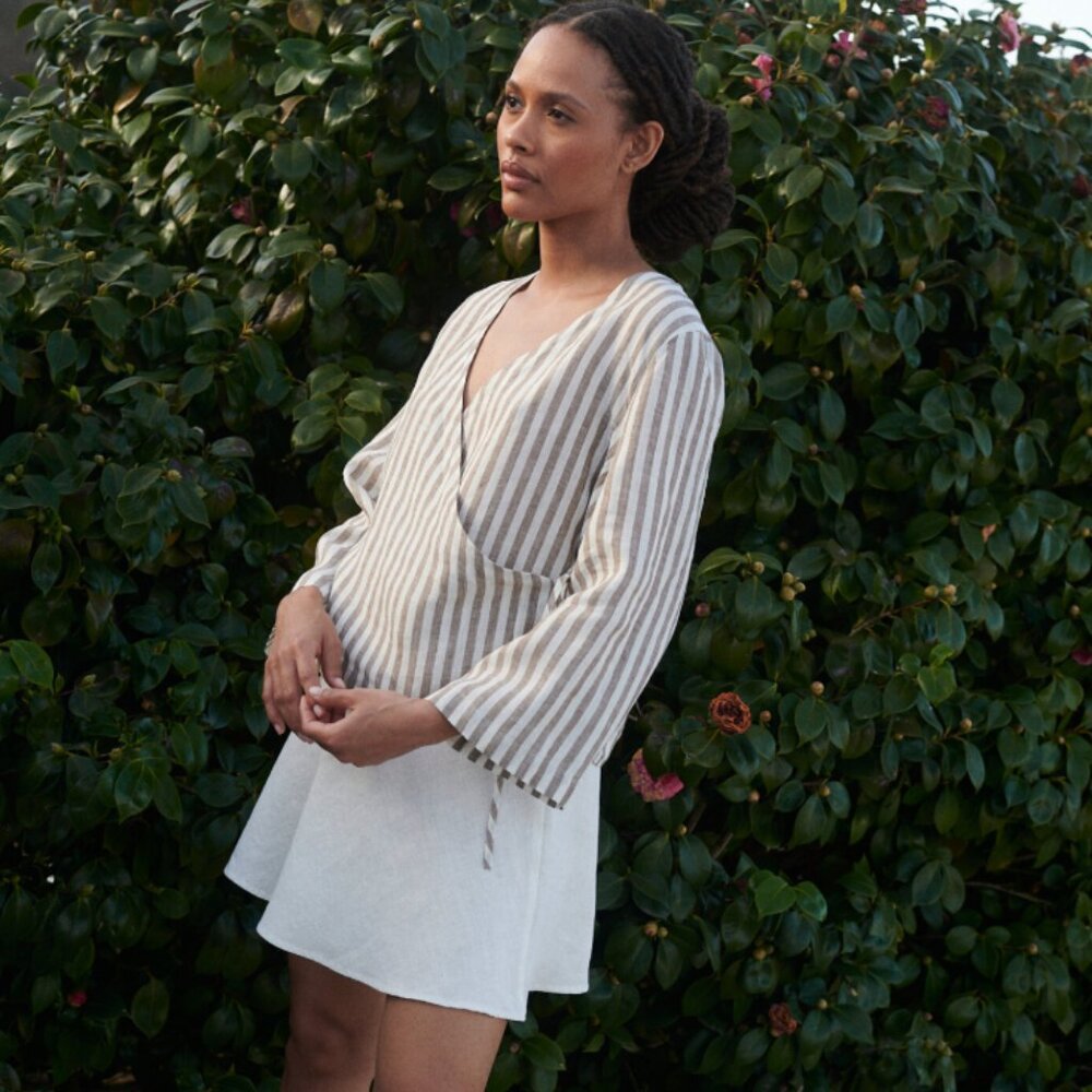 New w/out Tags l Linenfox l Edith Linen Skirt in White l S-M